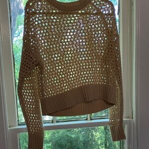 Old Navy Open-Knit Scoop Neck Sweater in Beige